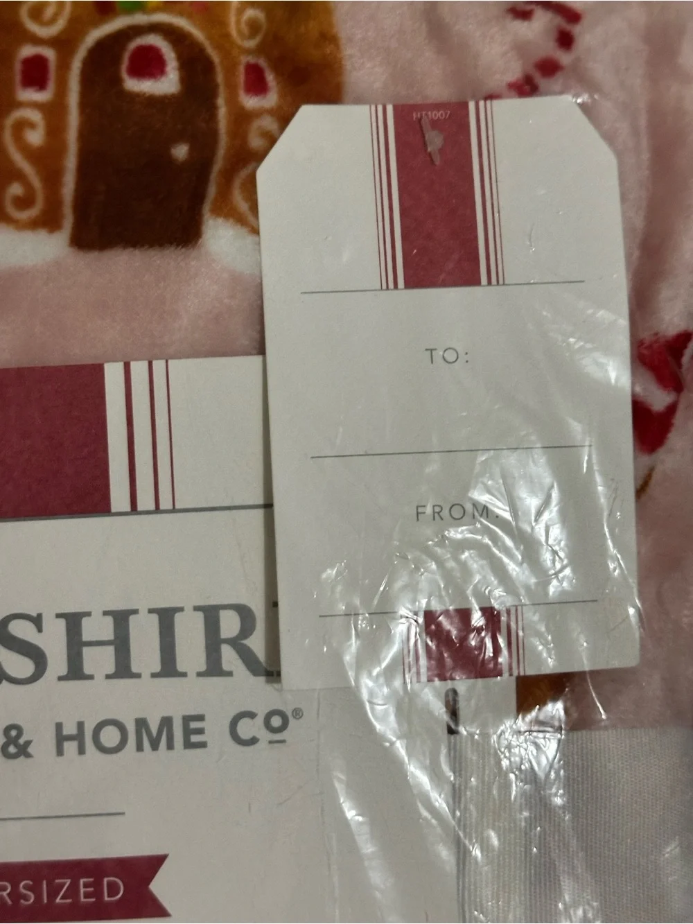 Berkshire Pink Gingerbread House VelvetSoft Throw